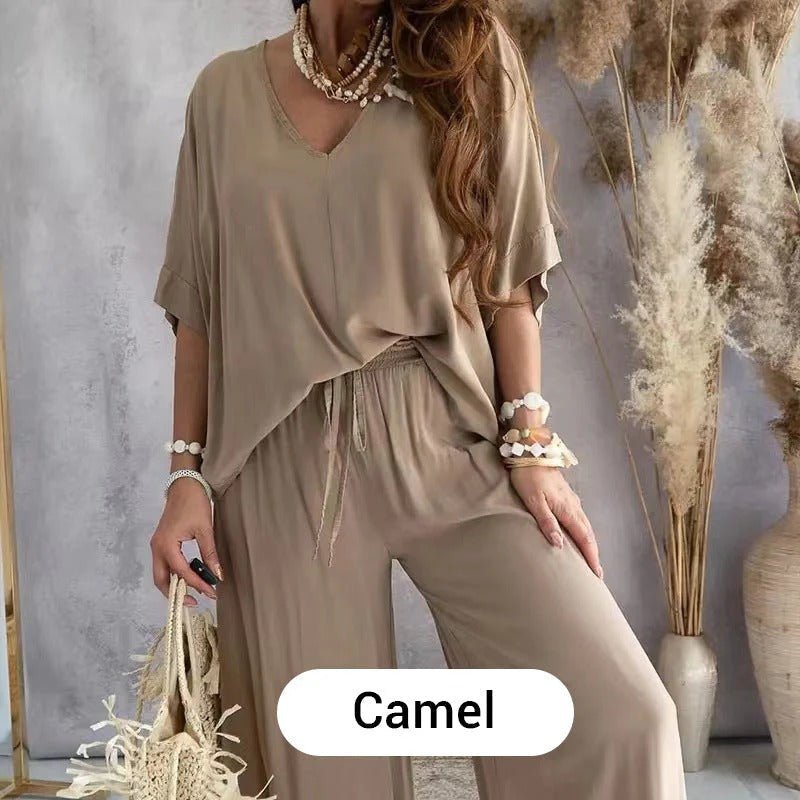 Mónica - Conjunto casual holgado de color liso