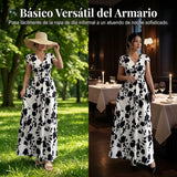 Clara - Vestido floral largo con escote en V