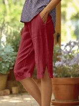 Lorena - Pantalón capri liso con bolsillos laterales