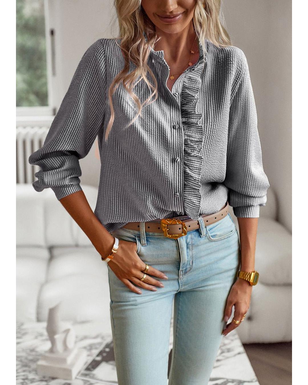 Diana - Elegante blusa de manga larga con volantes - Camila Fashions
