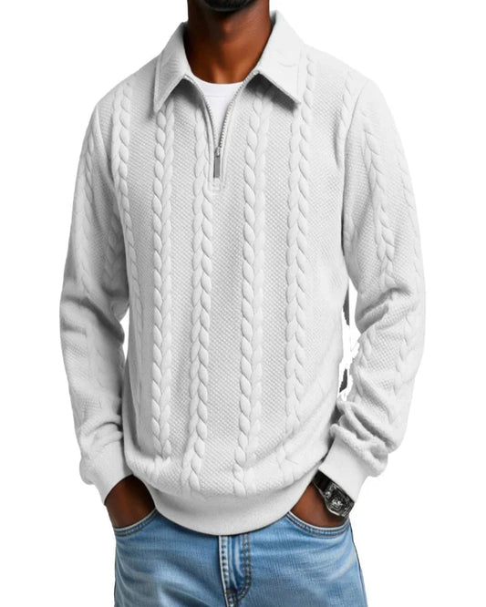 Hugo – Suéter de punto trenzado con media cremallera - Camila Fashions