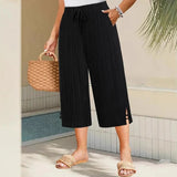 Iria - Pantalón capri acanalado de pierna ancha