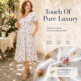 Vestito Donna Scollo a V Stampa Floreale con Vita Twist