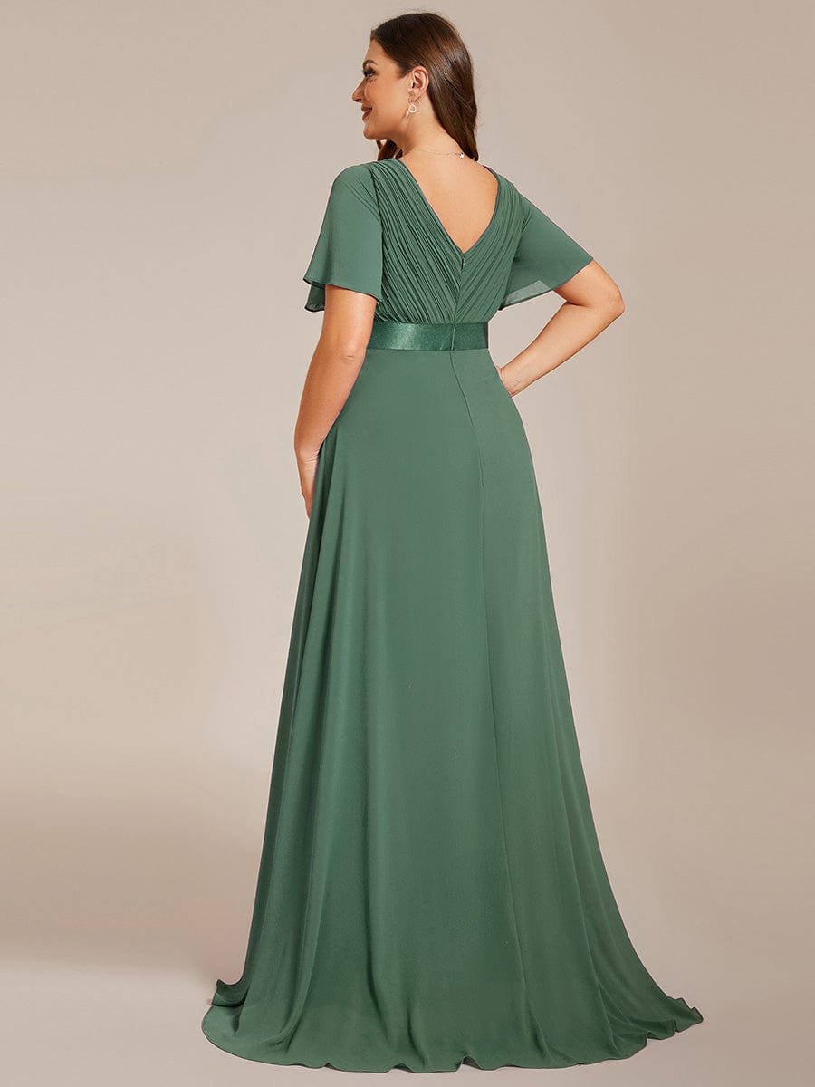 MONICA | Vestido largo de dama de honor con cintura imperio y mangas cortas fluidas