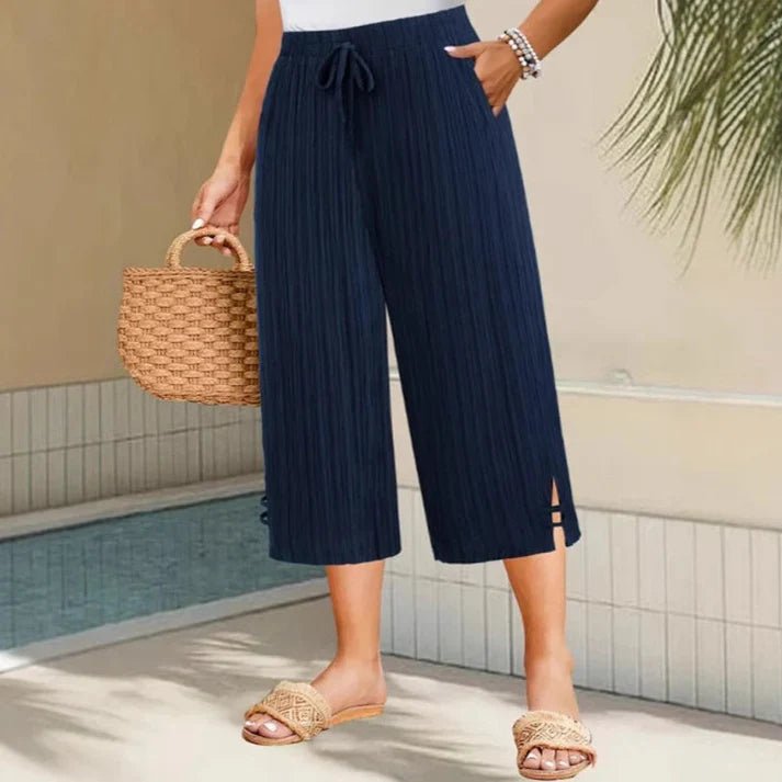 Iria - Pantalón capri acanalado de pierna ancha