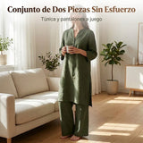 Aitana - Conjunto fluido de túnica larga y pantalón ancho