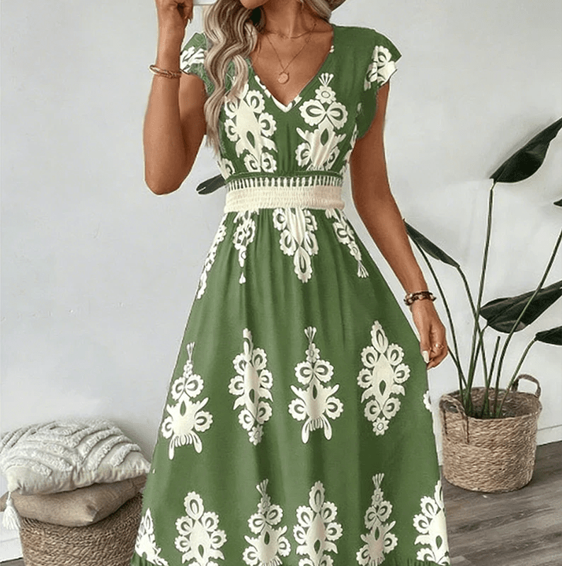 Candela - Vestido maxi barroco con escote en V