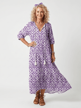 Penelope | Printed Tassel Tie Midi Dress