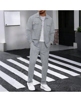 Iván – Button-Up Jacket and Waffle Trousers Set - Camila Fashions