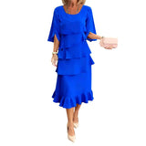Raquel - Elegante vestido con mangas con volantes en capas