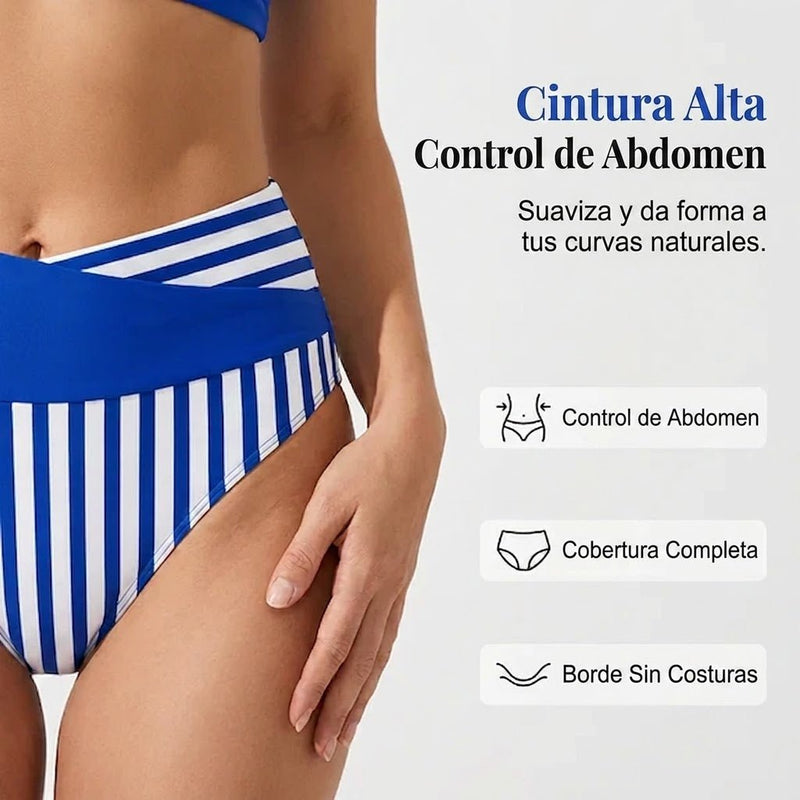 Valeria - Bikini de dos piezas con bloques de color y rayas