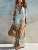 CLEO - Elegante Vestido Camisero Mediterráneo