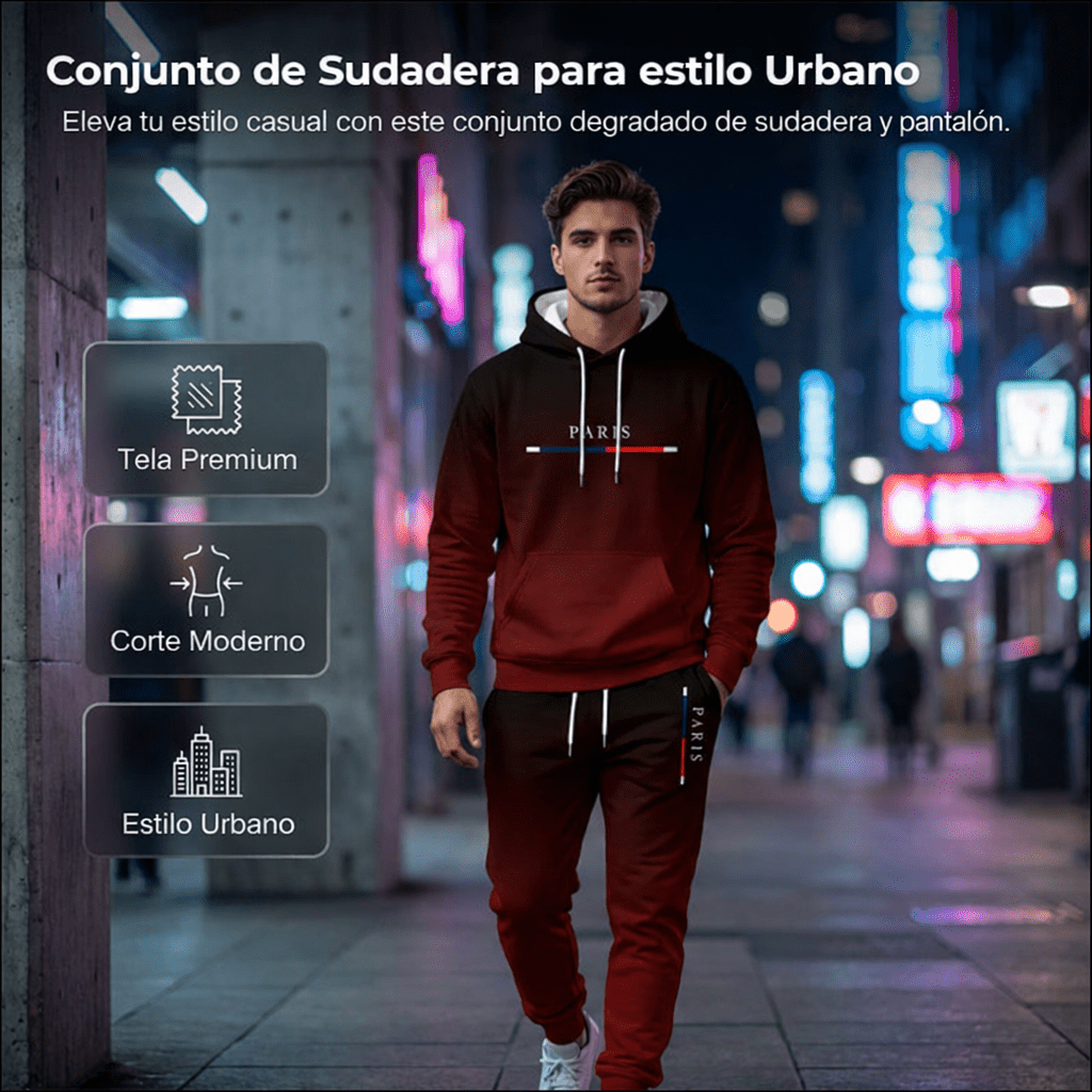 Conjunto deportivo degradado para hombre – Sudadera con capucha y pantalón jogger