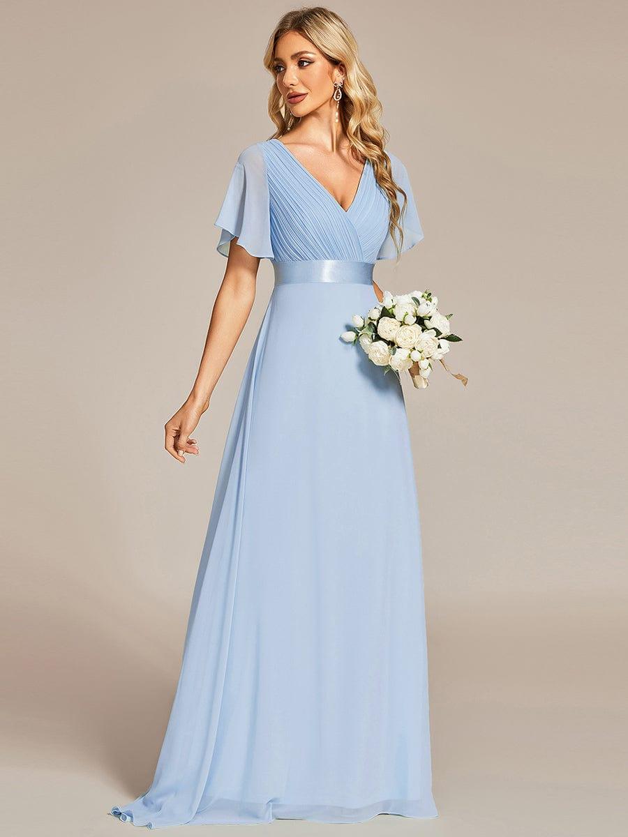 MONICA | Vestido largo de dama de honor con cintura imperio y mangas cortas fluidas