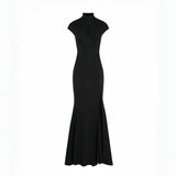 Andrea - Vestido maxi negro con abertura