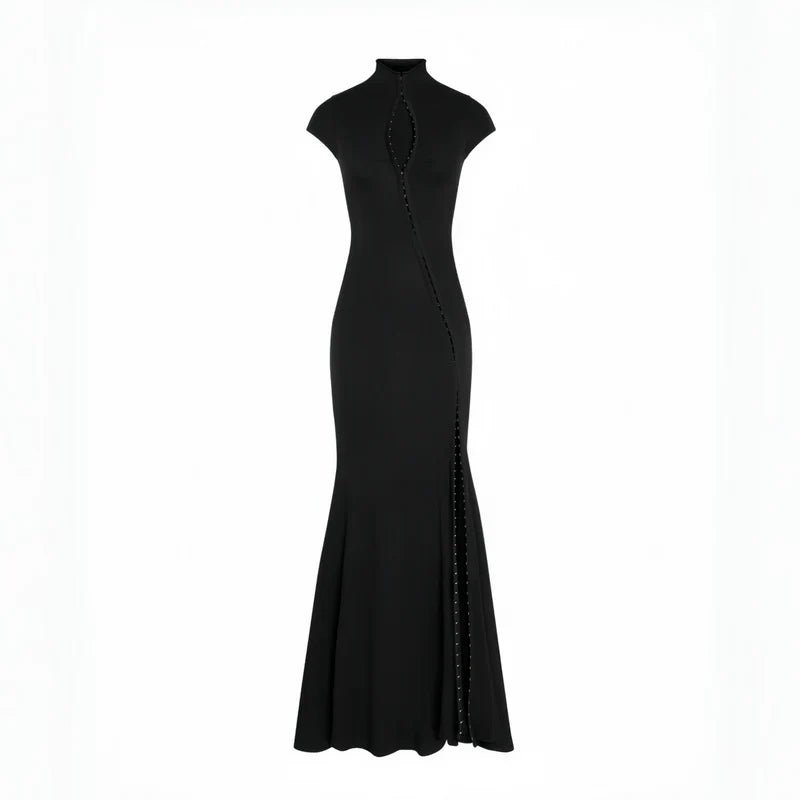 Andrea - Vestido maxi negro con abertura