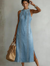 Julia | Vestido vaquero con detalles de encaje vintage