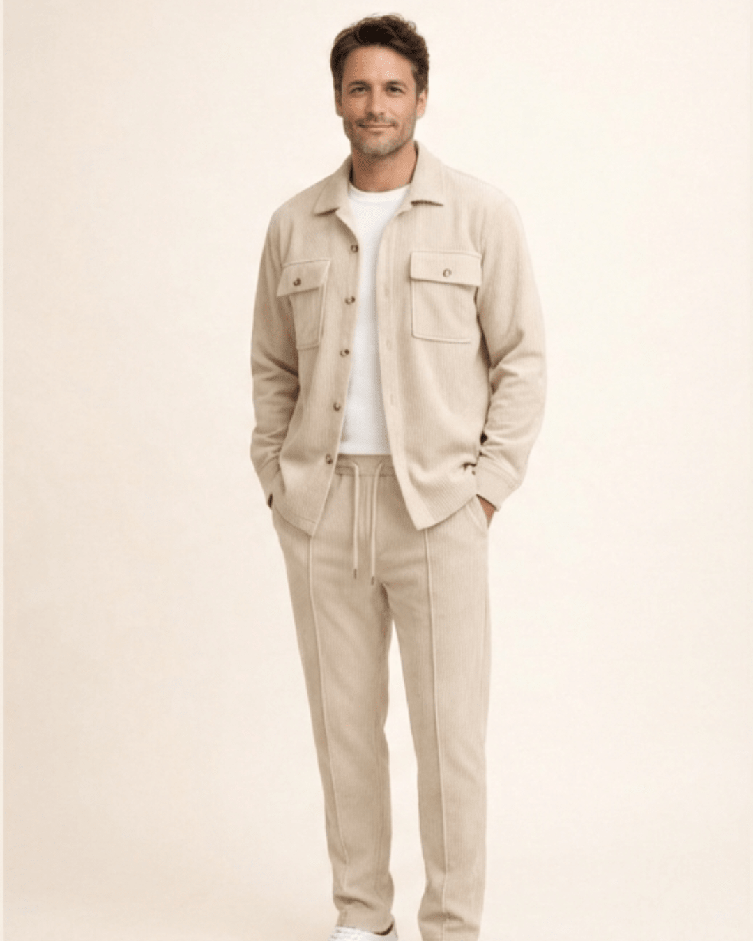 Iván – Conjunto de chaqueta abotonada y pantalón waffle - Camila Fashions