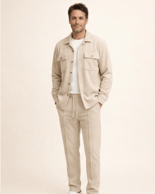 Iván – Conjunto de chaqueta abotonada y pantalón waffle - Camila Fashions