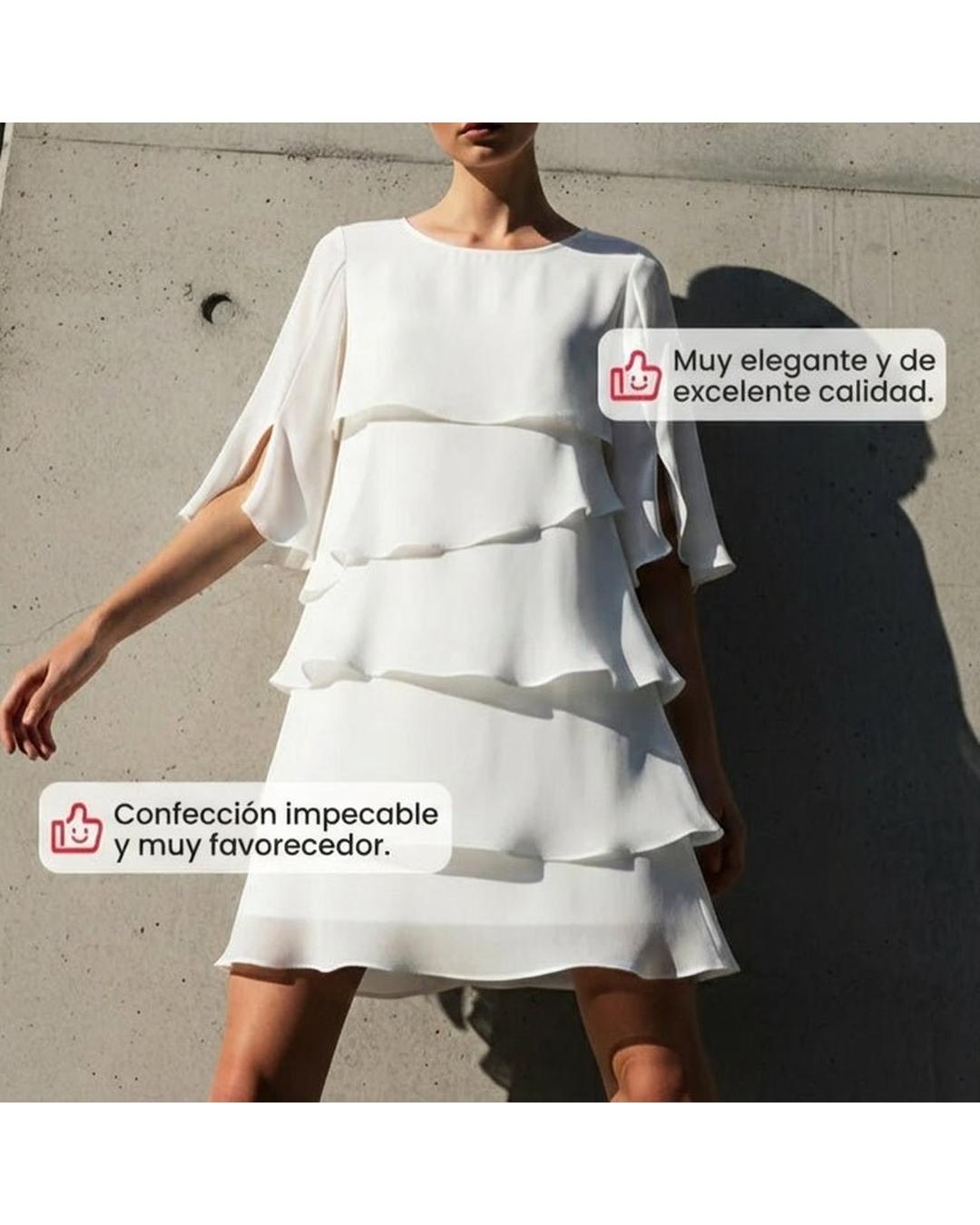 Brisa - Vestido elegante de capas y volantes - Camila Fashions