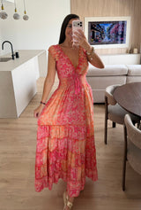 Amara Red Silk Maxi Dress