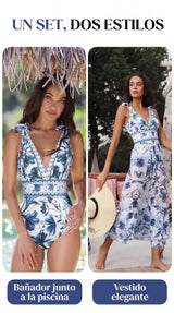 Carla - bañador con estampado y falda
