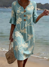 Casual women’s dress with a floral print