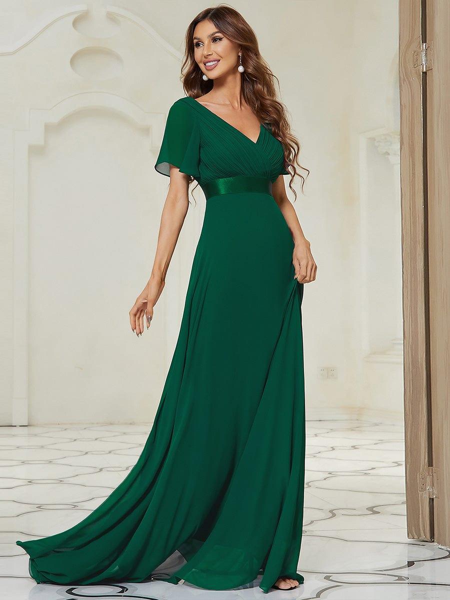 MONICA | Vestido largo de dama de honor con cintura imperio y mangas cortas fluidas