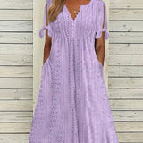 Valeria - Vestido midi calado con escote en V