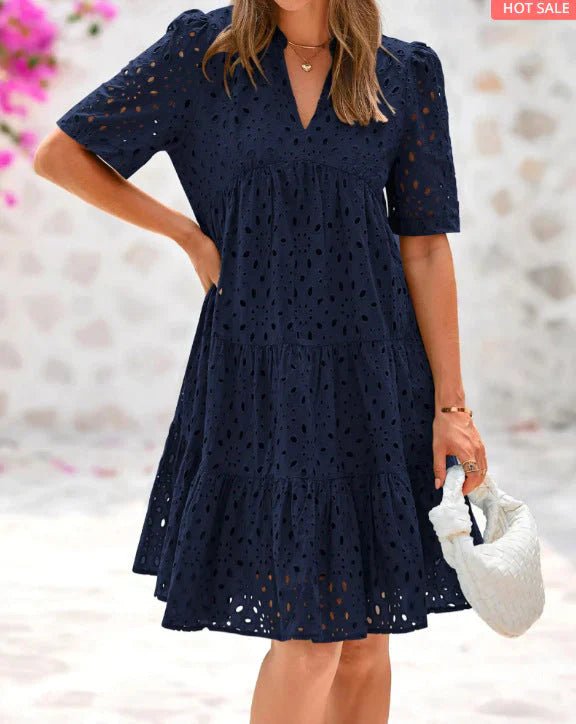RICA - Vestido veraniego elegante con volantes de encaje