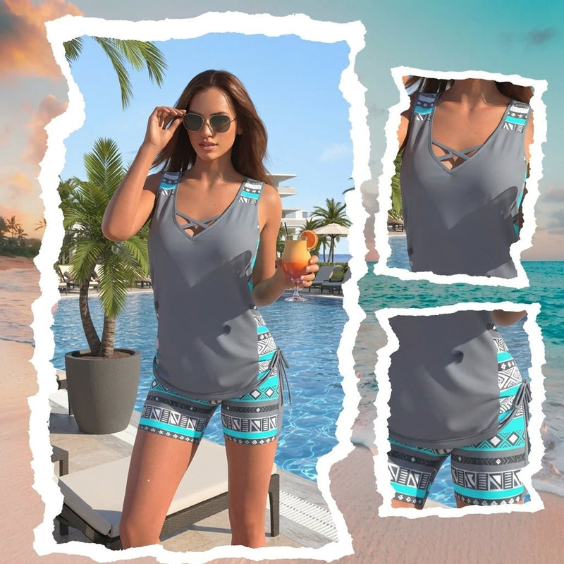 Lara - Tankini estampado con short