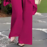 Nuria - Conjunto elegante con top asimétrico y pantalón ancho