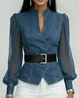 Alexia | Top vaquero con mangas ligeras de chiffon