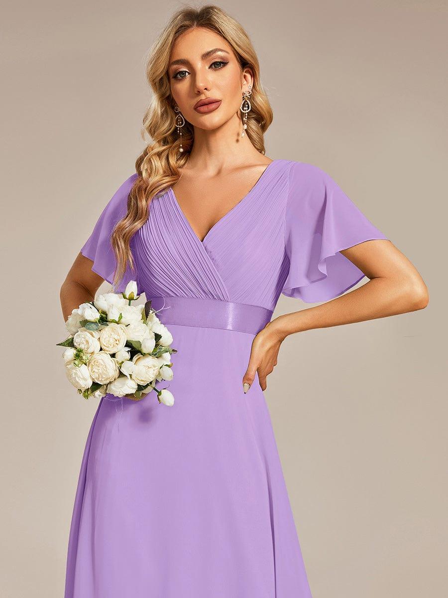 MONICA | Vestido largo de dama de honor con cintura imperio y mangas cortas fluidas