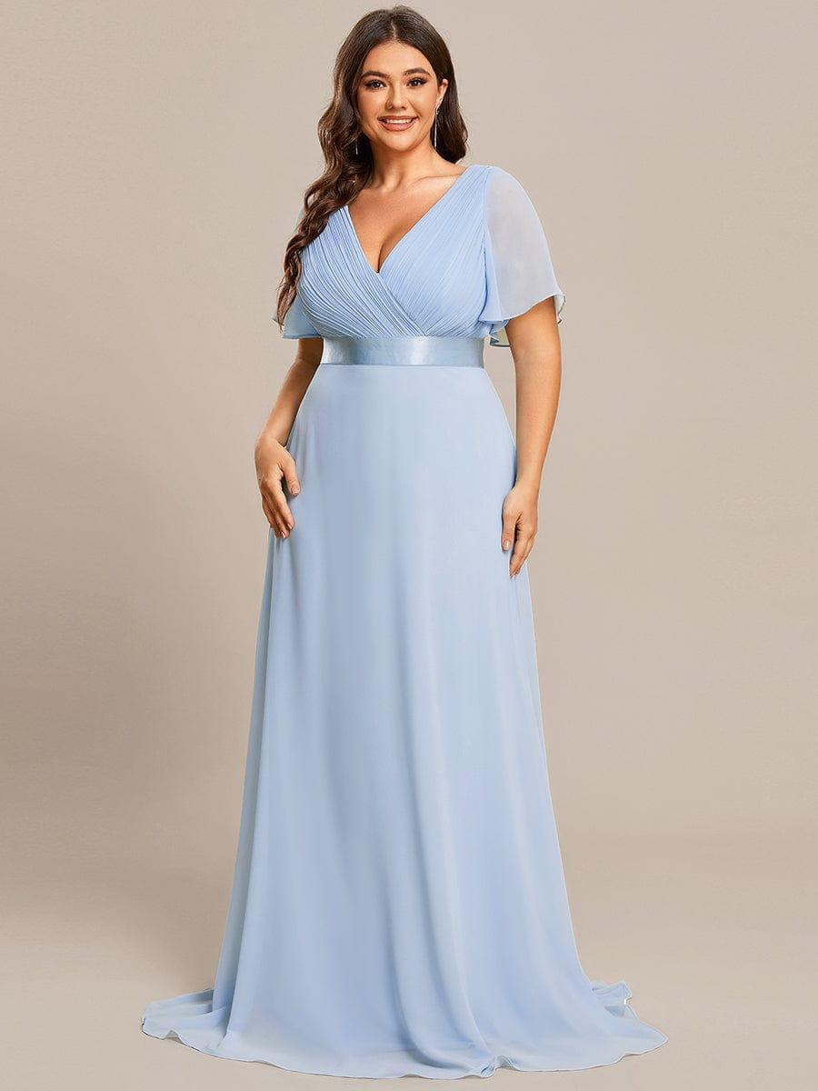 MONICA | Vestido largo de dama de honor con cintura imperio y mangas cortas fluidas