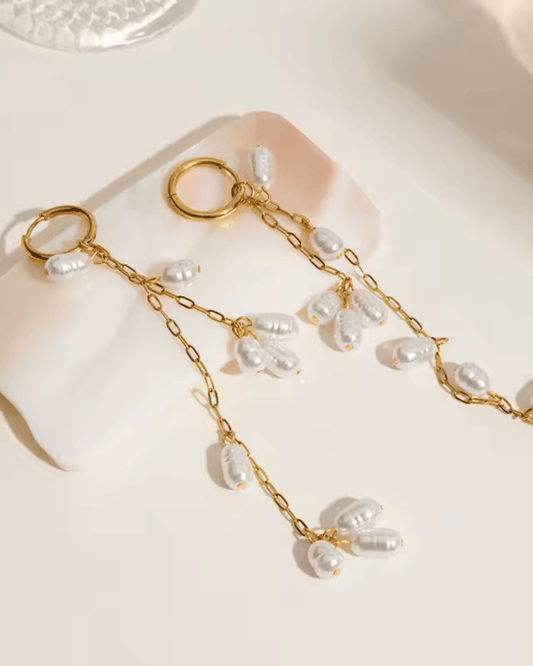 PENDIENTES LARGOS PERLAS - Camila Fashions