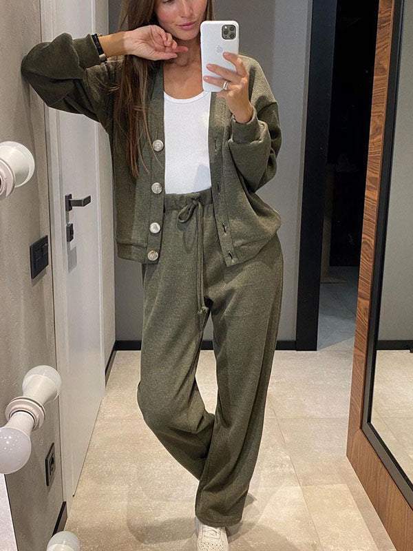 Amelia - Conjunto de cárdigan y pantalón de punto