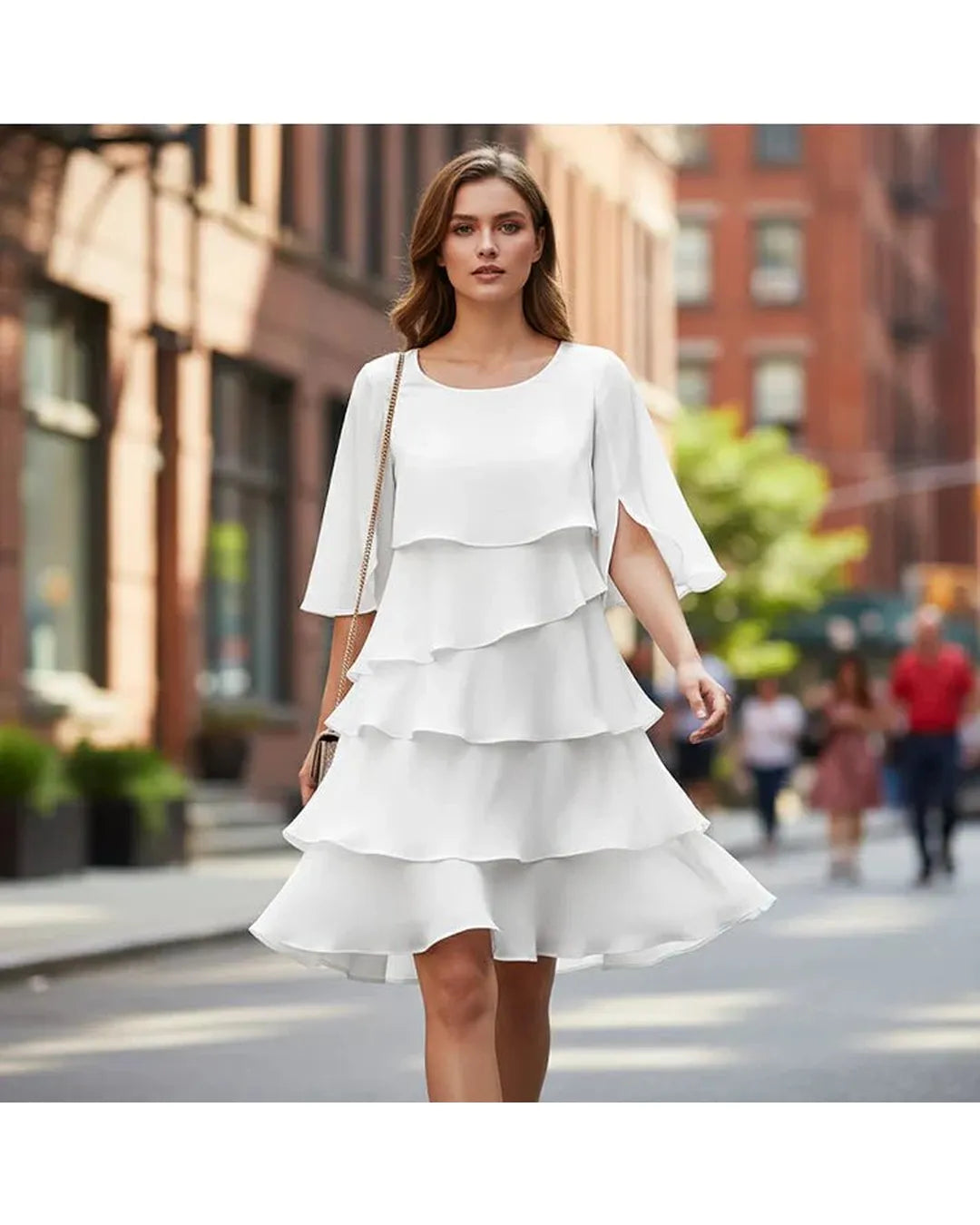 Brisa - Vestido elegante de capas y volantes - Camila Fashions