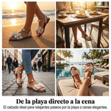 Liora - Sandalias de tiras elegantes con detalle de perla