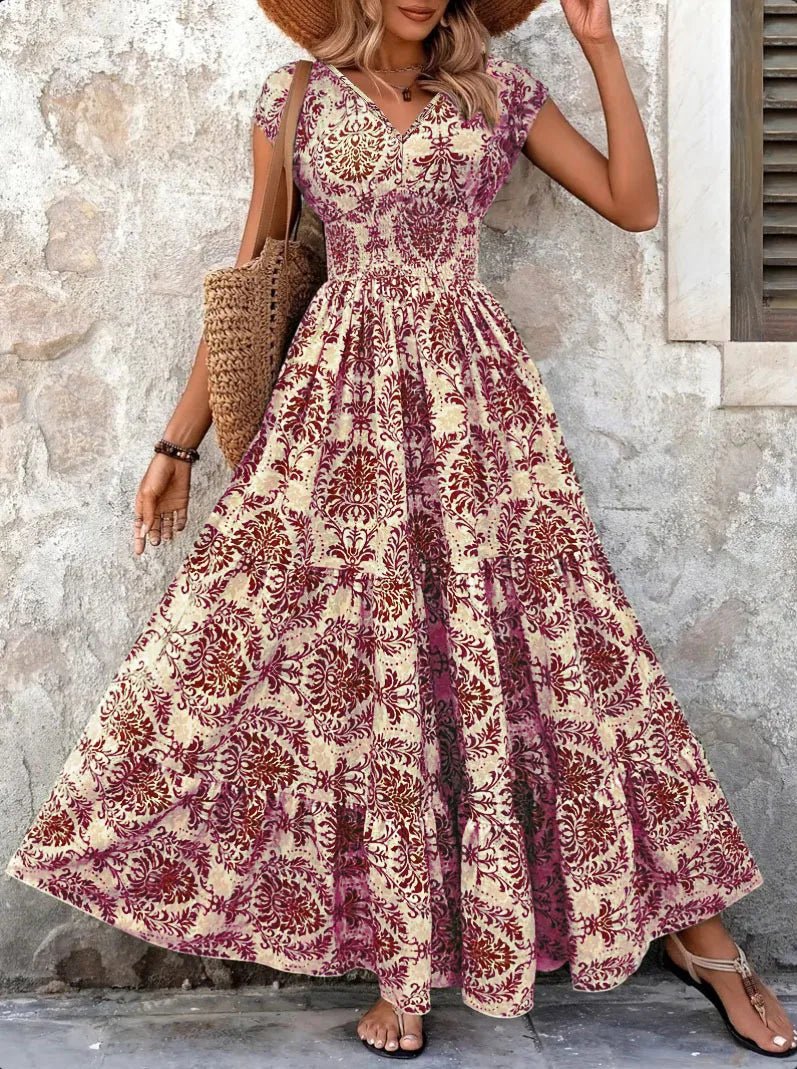 Lorena | Vestido maxi barroco con escote en V