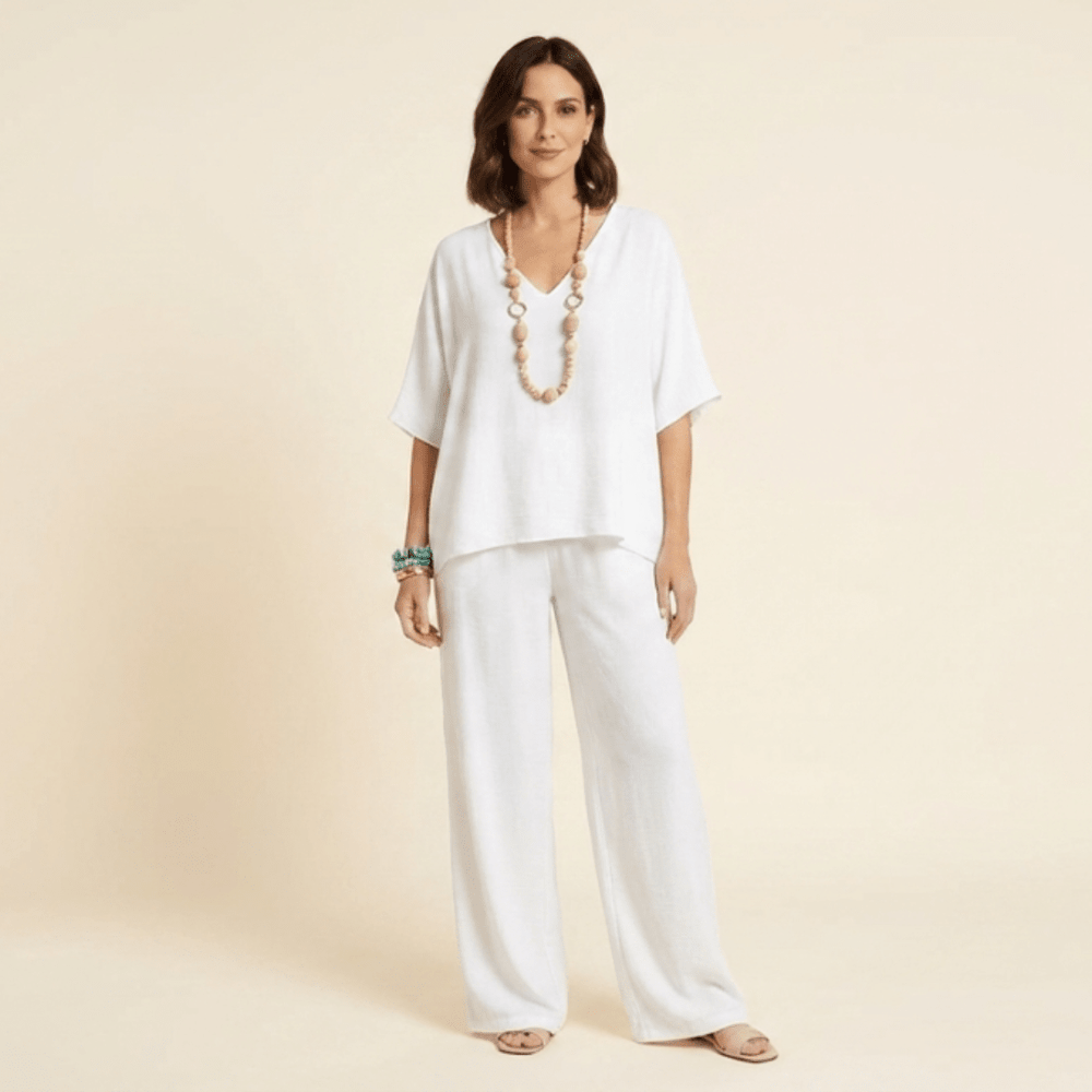 Mónica - Conjunto casual holgado de color liso