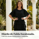 Raquel - Elegante vestido con mangas con volantes en capas