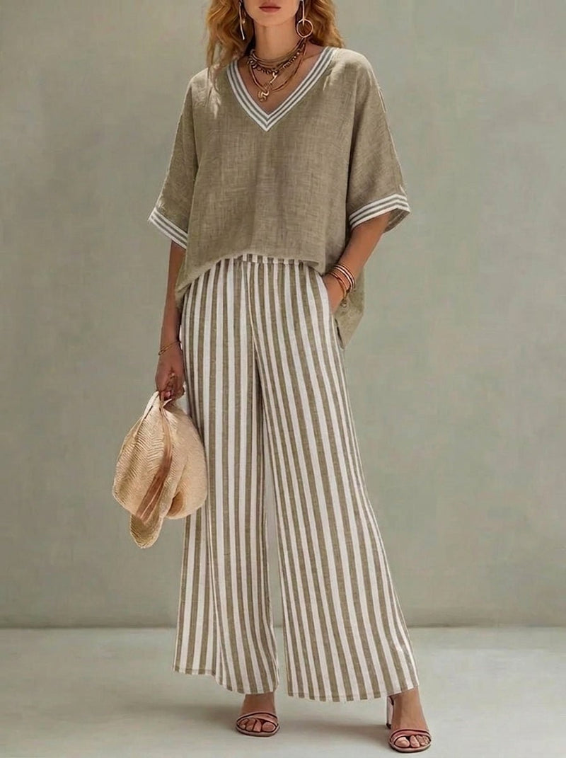 Amalia | Conjunto de rayas elegante y casual