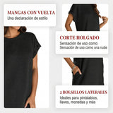 Lidia - Vestido de mujer de corte holgado con bolsillos