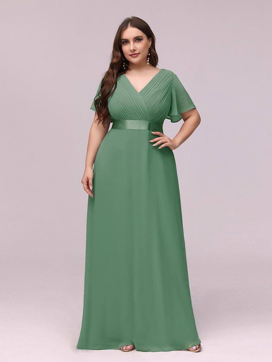 MONICA | Vestido largo de dama de honor con cintura imperio y mangas cortas fluidas