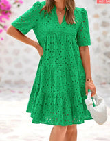 RICA - Vestido veraniego elegante con volantes de encaje