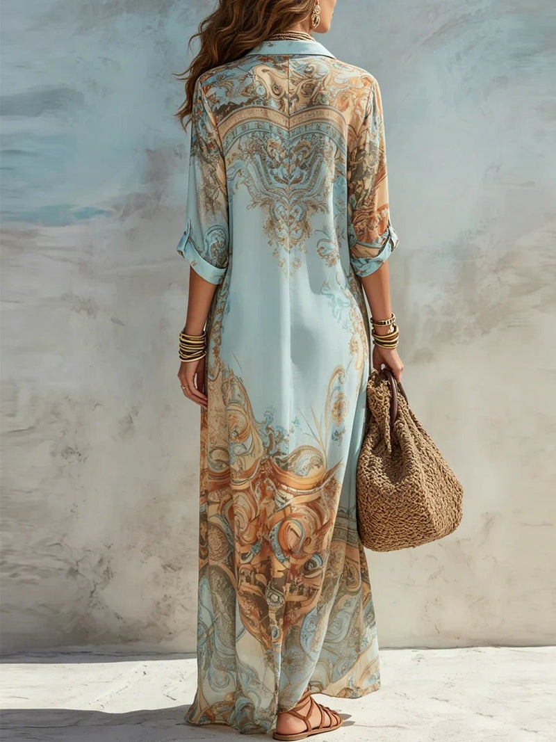 CLEO - Elegante Vestido Camisero Mediterráneo