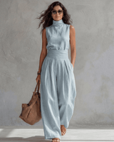 Maria | An elegant outfit comprising palazzo trousers and a top