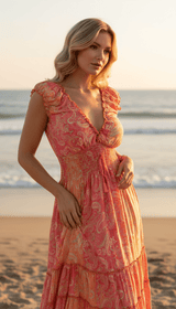 Amara Red Silk Maxi Dress