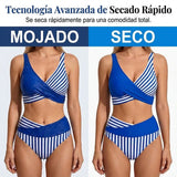 Valeria - Bikini de dos piezas con bloques de color y rayas
